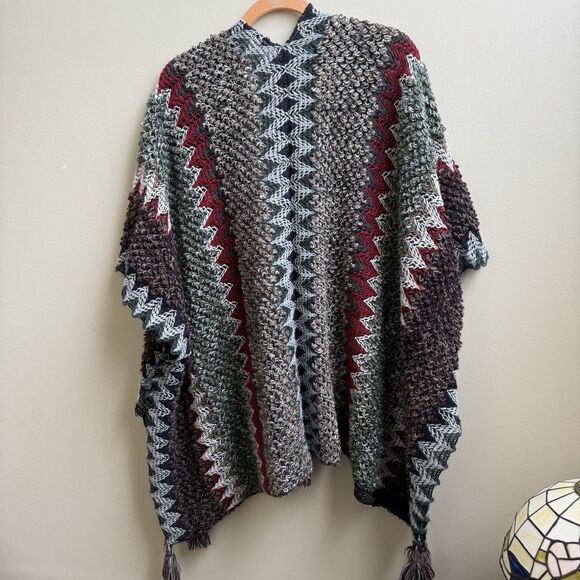 Natural Reflections Poncho Cape Open Front Cape boho Soft Cozy Wrap One Size - Picture 6 of 6